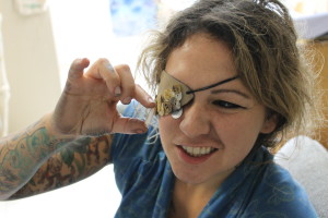 Gann with the 1.25" x .25"  piece of glass that was behind her eye.